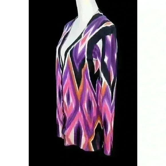 JONES NY SPORT MULTI-COLOR Cardigan Sweater TUNIC Top Lightweight Lg - Picture 6 of 9